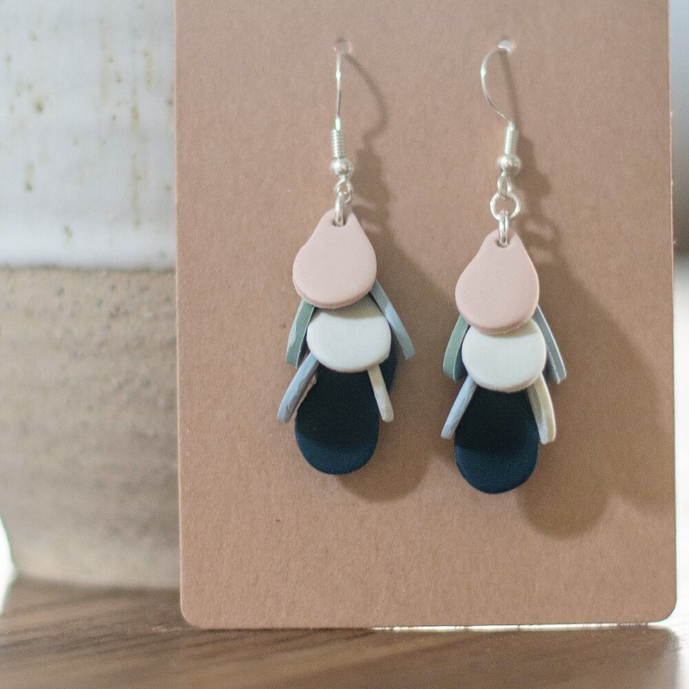Tear Drop Dangling Earrings in Coastal Colors